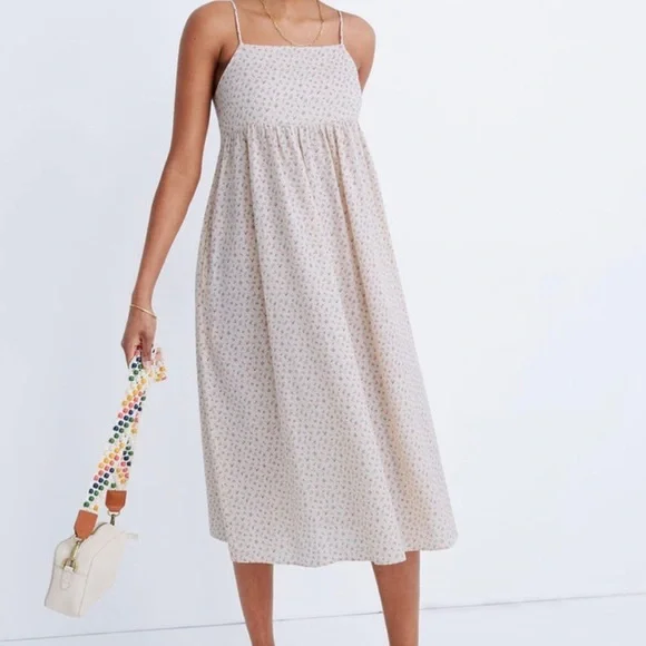knee length dresses for ladies Beige Front Ruched Babydoll Midi Dress – PinkBlush main image 0